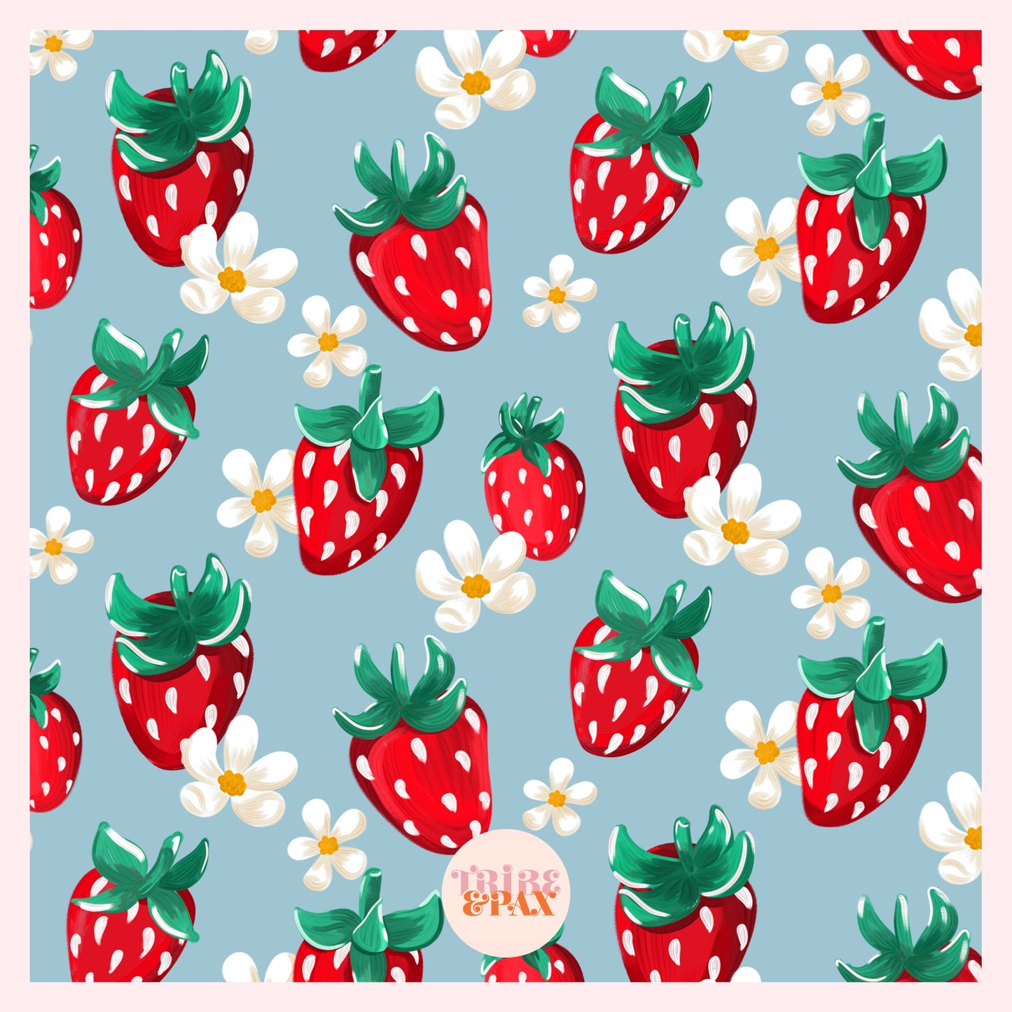 STRAWBERRIES BLUE GINGHAM
